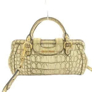 miumiu ショルダーバッグ ハンドバッグ 2WAY クロコダイル型押しレザー
