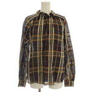 23AW チェック シャツ ブラウス 長袖 プルオーバー 36 茶 ブラウン 13013401301 /G