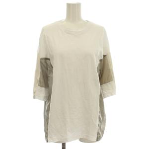 24SS Tシャツ 半袖 異素材 M 白 グレー アイボリー 470HS480-1300 /G