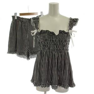HOME 25SS シャーリングカットセットアップ ルームウェア F 黒 白 チェック柄 /GG