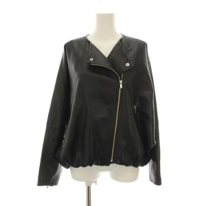 25AW フェイクレザーライダース ジャケット ジップアップ アウター 36 黒 ブラック 無地 長袖