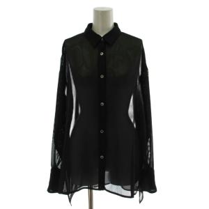 エルニ ELENI 24AW メッシュレギュラーワイドシャツ ブラウス 黒 長袖 /GG