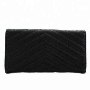 SAINT LAURENT PARIS YSLロゴ カサンドラロゴ Vステッチ 長財布 ブラック