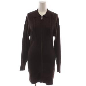 24AW ジップリブニットミニワンピース F 茶 長袖 ミニ丈 /GG