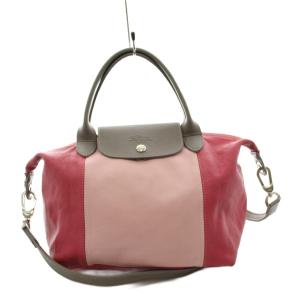 トートバッグ ショルダーバッグ 2way ナイロン レザー ピンク グレー /AN38 D