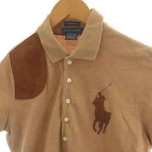 RALPH LAUREN ポロシャツ L 茶 ブラウン 半袖 レザー ビッグポニー 68001 /RR