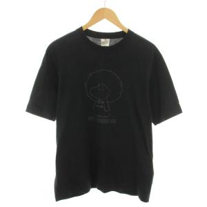 ピーナッツ PEANUTS Tシャツ カットソー クルーネック 半袖 ウッドストック プリント L 黒