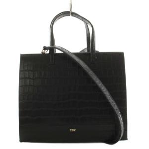 TOV ハンドバッグ ショルダーバッグ 2way 型押し レザー 黒 ブラック 1732-599-8813-0900