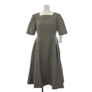 リプルクロスワンピース ロング 半袖 千鳥格子 38 黒 白 CWFO194030 /BM