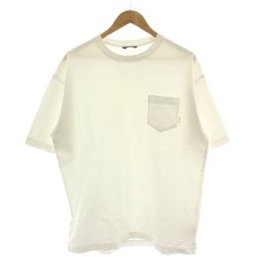 Tシャツ L 白 ホワイト ラウンドネック 半袖 胸ポケット /DU