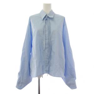 21AW クロップド シャツ ブラウス 長袖 衿付き 44 水色 S52DL0152 /BM