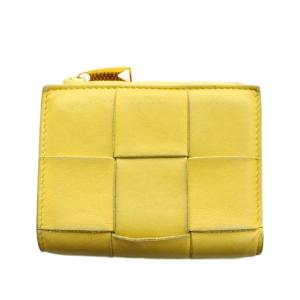カセット 財布 二つ折り 小銭入れ レザー 黄 イエロー /AN10 OH