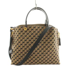 EPOR Y BAG ショルダーバッグ ハンドバッグ 総柄 フェイクレザー ベージュ 黒 ブラック GGX85910