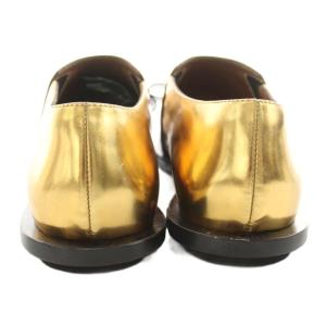MARNI ドレスリボンシューズ フラットシューズ スクエアトゥ カーフレザー リボン 37 ゴールドカラー 黒 ブラック