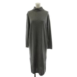 ニットワンピース ロング 長袖 ハイネック シルク 絹 S グレー 532601730750 /AN78