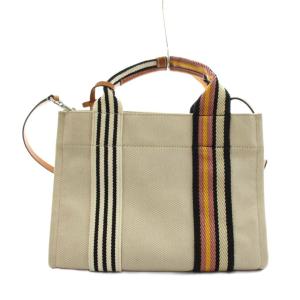 TORY BURCH ハンドバッグ ショルダーバッグ 2way キャンバス レザー 白 ホワイト 茶 ブラウン /AN63
