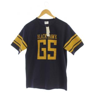 Tシャツ L 紺 半袖 プリント ラインデザイン /JP