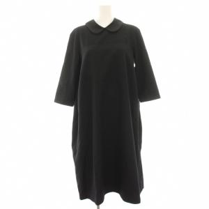 AD2015 ワンピース ミモレ ロング 七分袖 ウール M 黒 ブラック TP-O009 /HN
