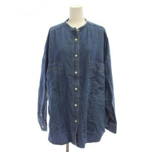 25SS デニムバンドカラーシャツ ブラウス 長袖 パッチポケット /JP