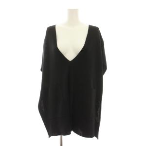 22AW コットンスリット ロングVネックニットベスト プルオーバー F 黒 /YM