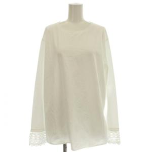 25AW ナチュラルコットンベア レースレイヤード カットソー 長袖 48 白 ホワイト KKWWGW0434