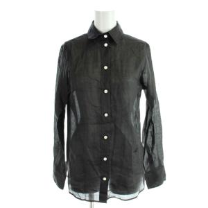 MADAME SHIRT RAMIE シャツ ブラウス 麻 リネン S 黒 ブラック 無地 長袖 シアー