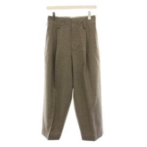 パンツ スラックス タック ウール 2 グレージュ ワイドシルエット 578-9243013 /YM