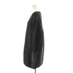 Yohji Yamamoto +NOIR ニット セーター チュニック 長袖 切替 ケーブル ウール 2 黒 ブラック NV-K04-198 /KU