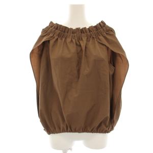 25AW ケープ風2WAYトップ シャツ ブラウス オフショルダー 36 茶 ブラウン 0325341311