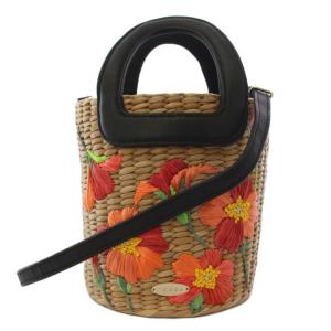 かごバッグ ハンドバッグ ショルダーバッグ 2WAY 花柄 ベージュ /BM