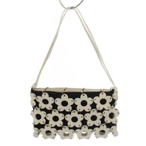 ハンドバッグ 花モチーフ レザー キャンバス 白 黒 /BM OH