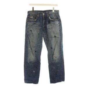 501 デニムパンツ W32 L32 ブルー ペイント加工 ダメージ加工