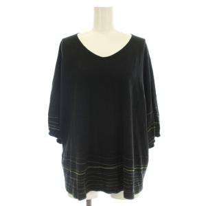 ヘンプ混 カットソー ニット 半袖 Tシャツ M 黒 ブラック J0143UB456 /G