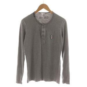 ヘンリーネックシャツ Tシャツ カットソー XS グレー 長袖 ロゴ /RR