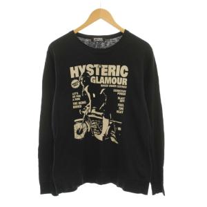 Tシャツ カットソー ロンT L 黒 ブラック 長袖 プリント ラウンドネック 0251CL04 /YM