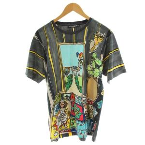 Tシャツ カットソー 半袖 総柄 50 グレー /AN78