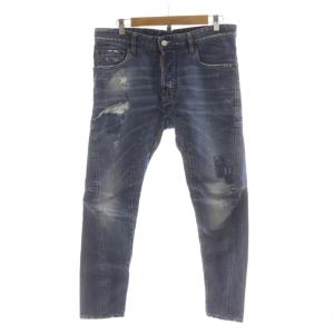 デニムパンツ ジーンズ 48 青 ブルー ダメージ加工 ボタンフライ S74LA0538 /RR