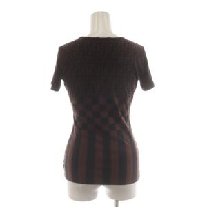 FENDI 半袖 カットソー 総柄 ブラウン系 サイズ44 FENDI フェンディ-カットソー Tシャツ 42 茶 ブラウン 黒 ブラック 総