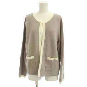 24SS TRIM RAYON STRETCH カーディガン M ベージュ 無地 ラウンドネック 長袖