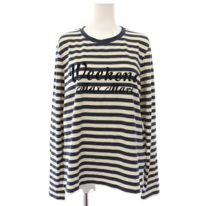 QUINOA Tシャツ カットソー 長袖 ボーダー柄 クルーネック L 紺 ネイビー 白 ホワイト 2425946022