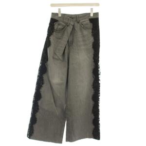 25AW サイドレースデニムパンツ ワイド カットオフ 38 グレー 0225311012 /G
