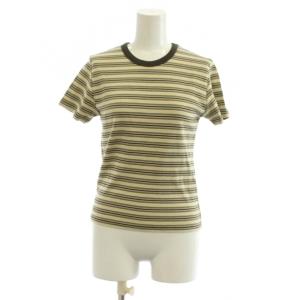 25SS Tシャツ 黄 茶 ストライプ柄 半袖 丸首 25070500808010 /JP