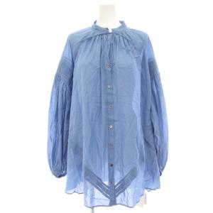 adam et rope タグ付き 25AW エンブロイダリーチュニックブラウス シャツ 長袖 F 青