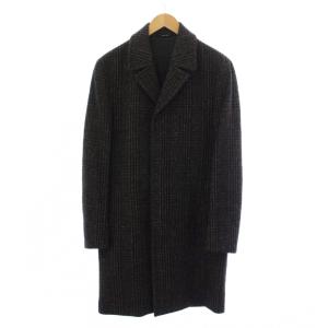 12AW チェスターコート チェック柄 ウール 46 ブラウン ブラック S50AA0007