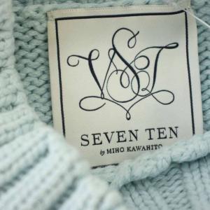 SEVEN TEN by MIHO KAWAHITO フラワーモチーフセーター ニット 長袖 ハイネック M 水色 ライトブルー 5S201 /G