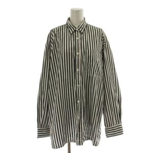 22AW シャツ ブラウス Free 白 ホワイト グレー ストライプ柄 長袖 レギュラーカラー /DU