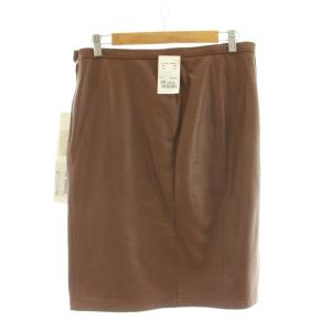 VALENTINO タイトスカート ひざ丈 レザー ラムスキン レースアップ 42 茶 ブラウン /KU 33