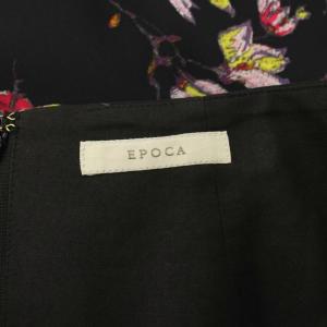 EPOCA フレアスカート ミモレ ロング 花柄 プリント 40 黒 ブラック ピンク M5S46-811 /KU