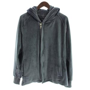 ジップアップパーカー ジャケット ベロア 上着 XL グレー 無地 長袖 フード付き PET138 /AP