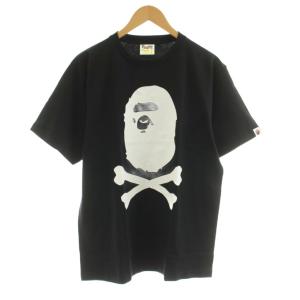 Tシャツ カットソー 半袖 クルーネック ロゴプリント L 黒 ブラック 004TEJ701004M /KU